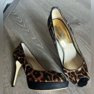 Michael Kors leopard peep toe heels